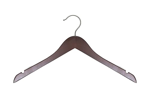 NAHANCO 20317 Percha superior de madera, plano, 17 pulgadas, acabado caoba de bajo brillo (paquete de 100)