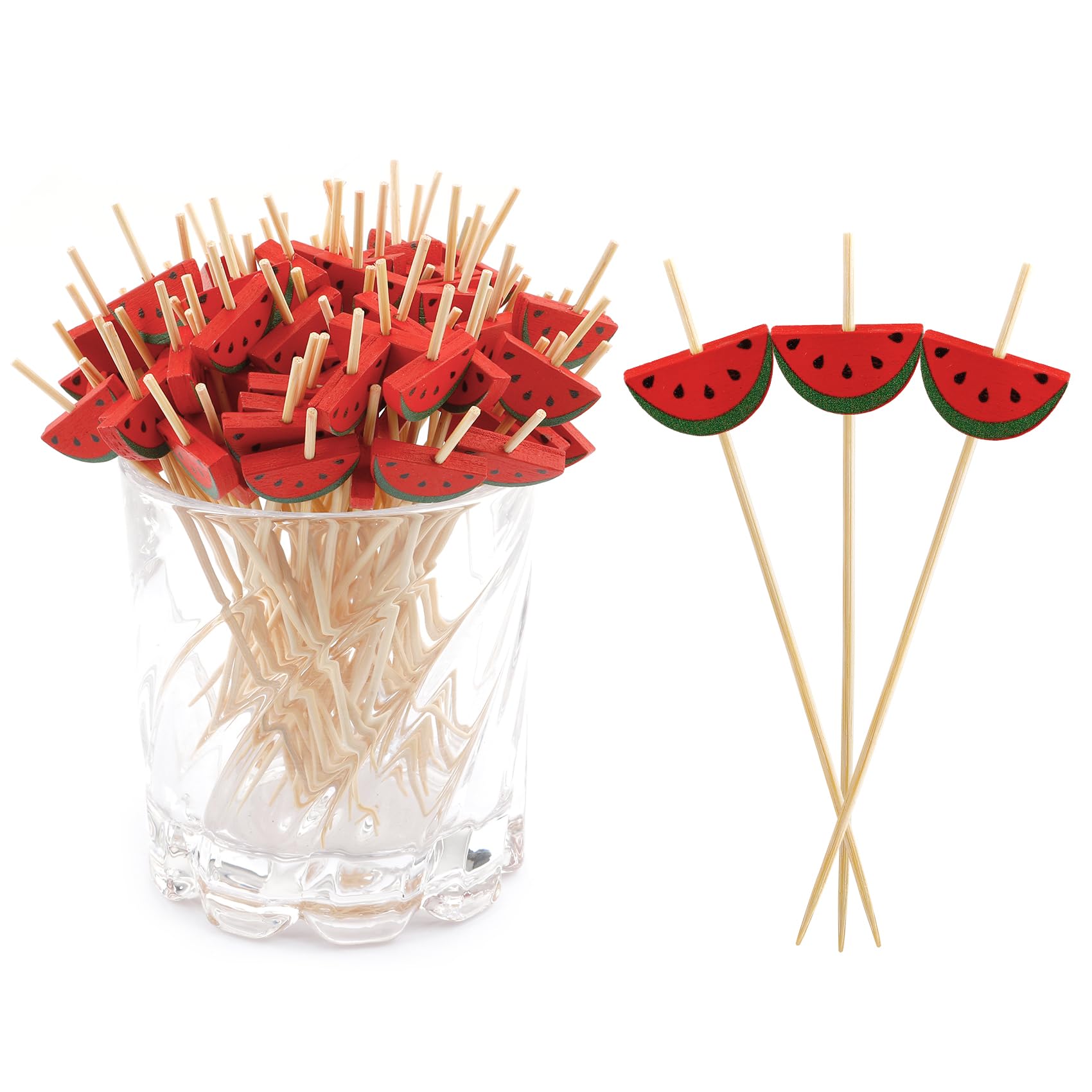 100PCS Cocktail Picks Toothpicks for Appetizers Charcuterie Accessories Cocktail Picks for Drinks Bamboo Toothpicks Cocktail Toothpicks Watermelon