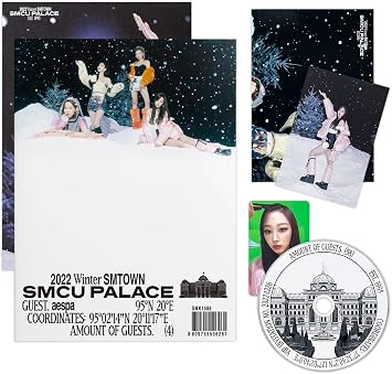 aespa - [2022 Winter SMTOWN SMCU PALACE] ضيف. aespa Photobook + CD-R + Lyrics Paper + Photo Card + بطاقة بريدية + ملصق مطوي + ملصق + شارات زر 2 دبوس + 4 بطاقات تصوير إضافية