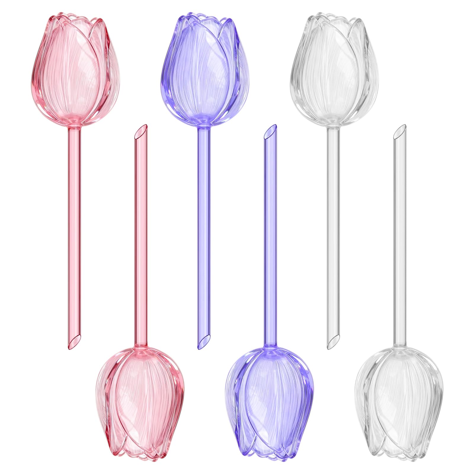 Lot de 6 Globes d'arrosage pour Plantes, bulbes Auto-arrosants en Forme de Fleur de 9,84 Pouces, arroseurs automatiques Rose, Violet et Transparent pour Pots d’intérieur et d’extérieur