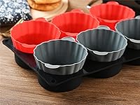 Vista 6 de 12 Pack Reusable Non-stick Large Silicone Baking Cups, 3.54 Inch Jumbo Silicone Cupcake Liners, Cake Molds with Handles, Large Muffin cups, Red and