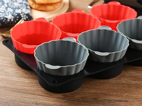 Miniatura 6 de Mirenlife Paquete de 12 tazas reutilizables antiadherentes grandes de silicona para hornear, forros de silicona jumbo de 3.54 pulgadas, moldes para