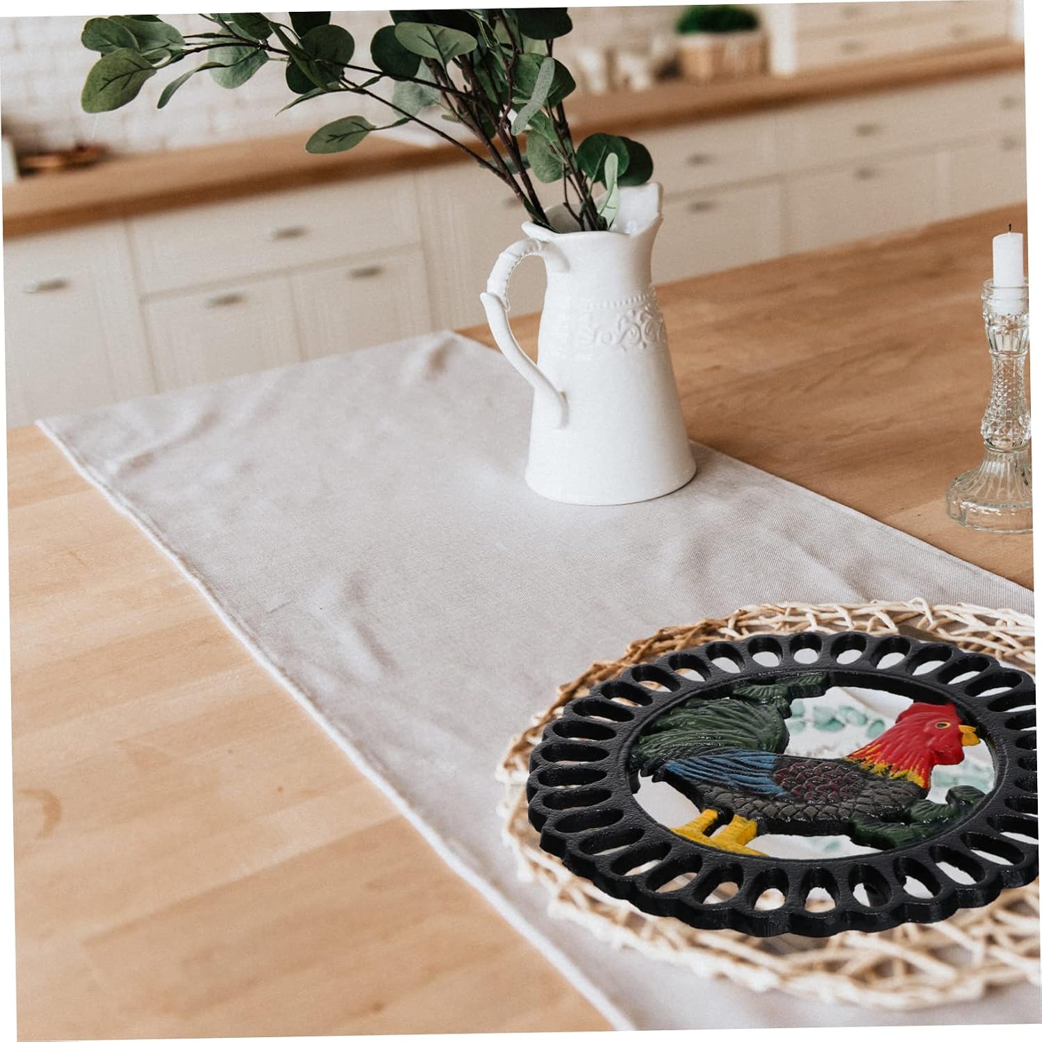 Ciieeo Rooster Trivet for Woven Placemat Food Warmer Mat Heat Pad Decorative Placemat