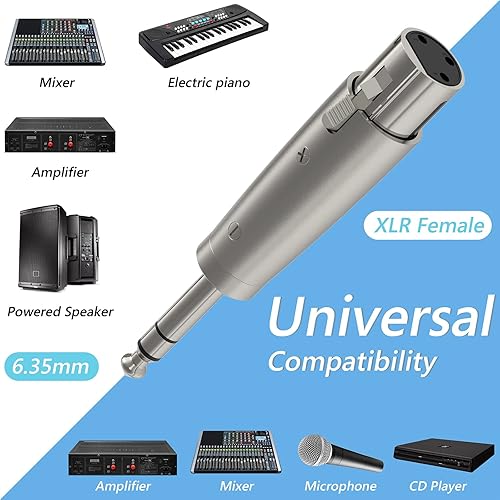 Miniatura 4 de GEEKRIA Adaptador de cable de micrófono TRS macho para Creators XLR hembra a 1/4 pulgadas (0.250 in), compatible con Shure SM57, SM7B, MV7, PGA48,