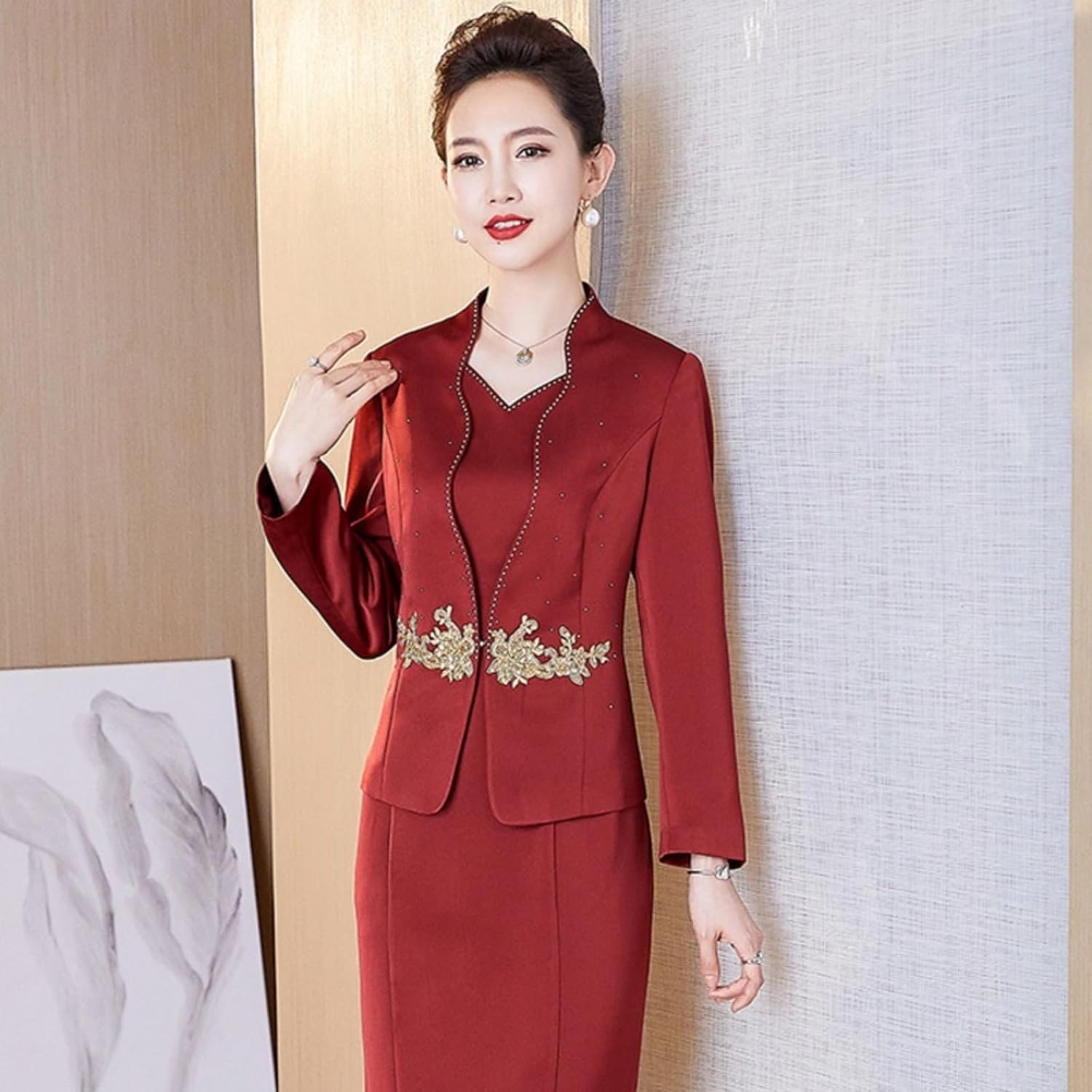 Women's 2 Piece Fitted Velvet Set for Wedding Banquet