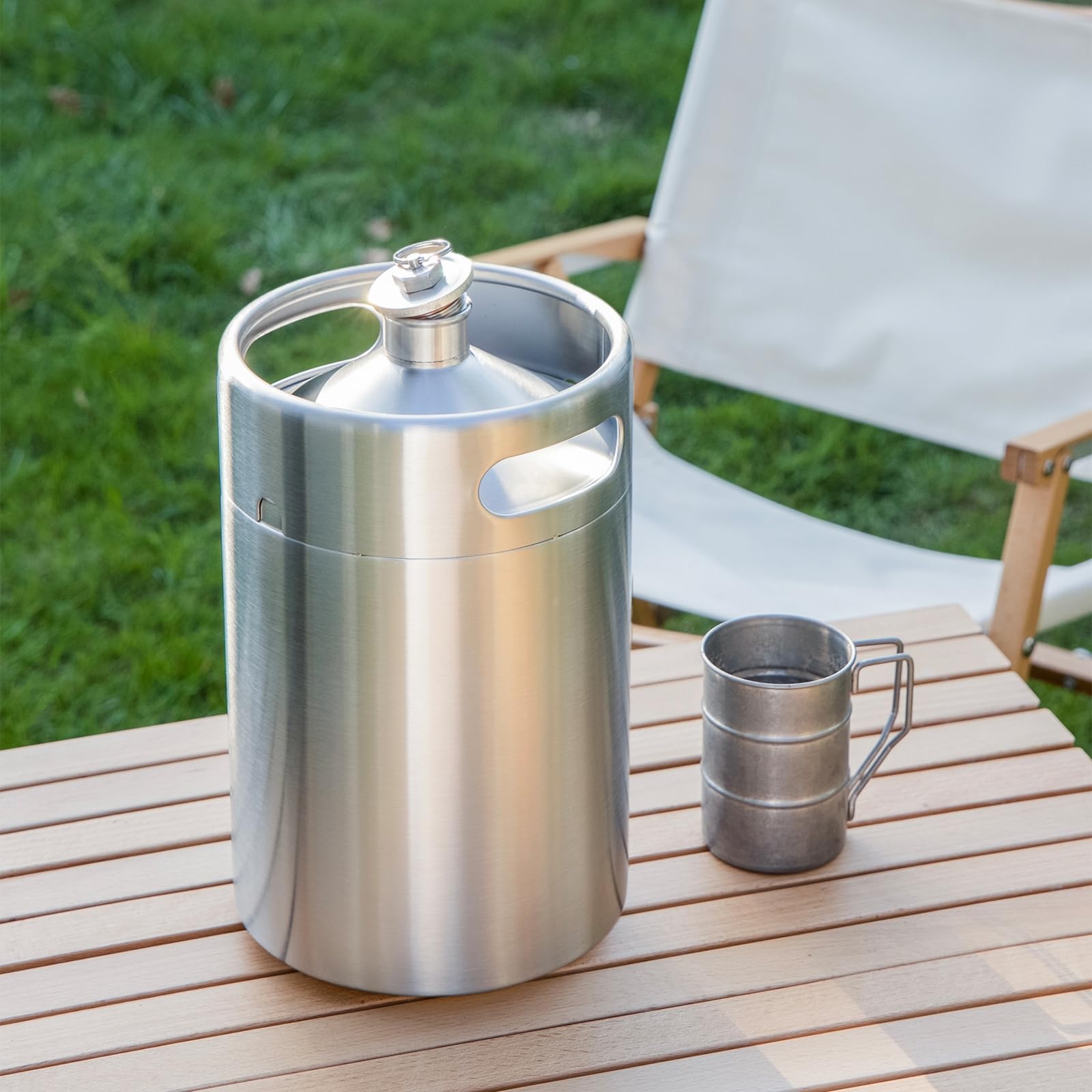 TMCRAFT Barril de Cerveza Portátil de Acero Inoxidable de 8 Litros Con Tapa en Espiral Para Elaboración Casera y de Barril