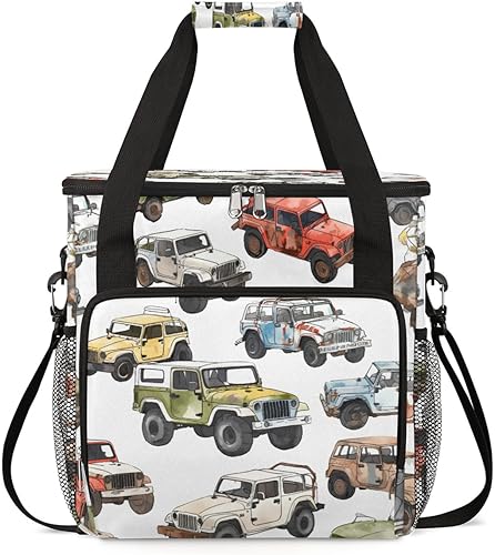 Cartoon Trucks Car Coffee Maker Carring Bag Travel Carrying Storage Tote Bag Compatible with Keurig K-Mini or K-Mini Plus Portable Single Serve