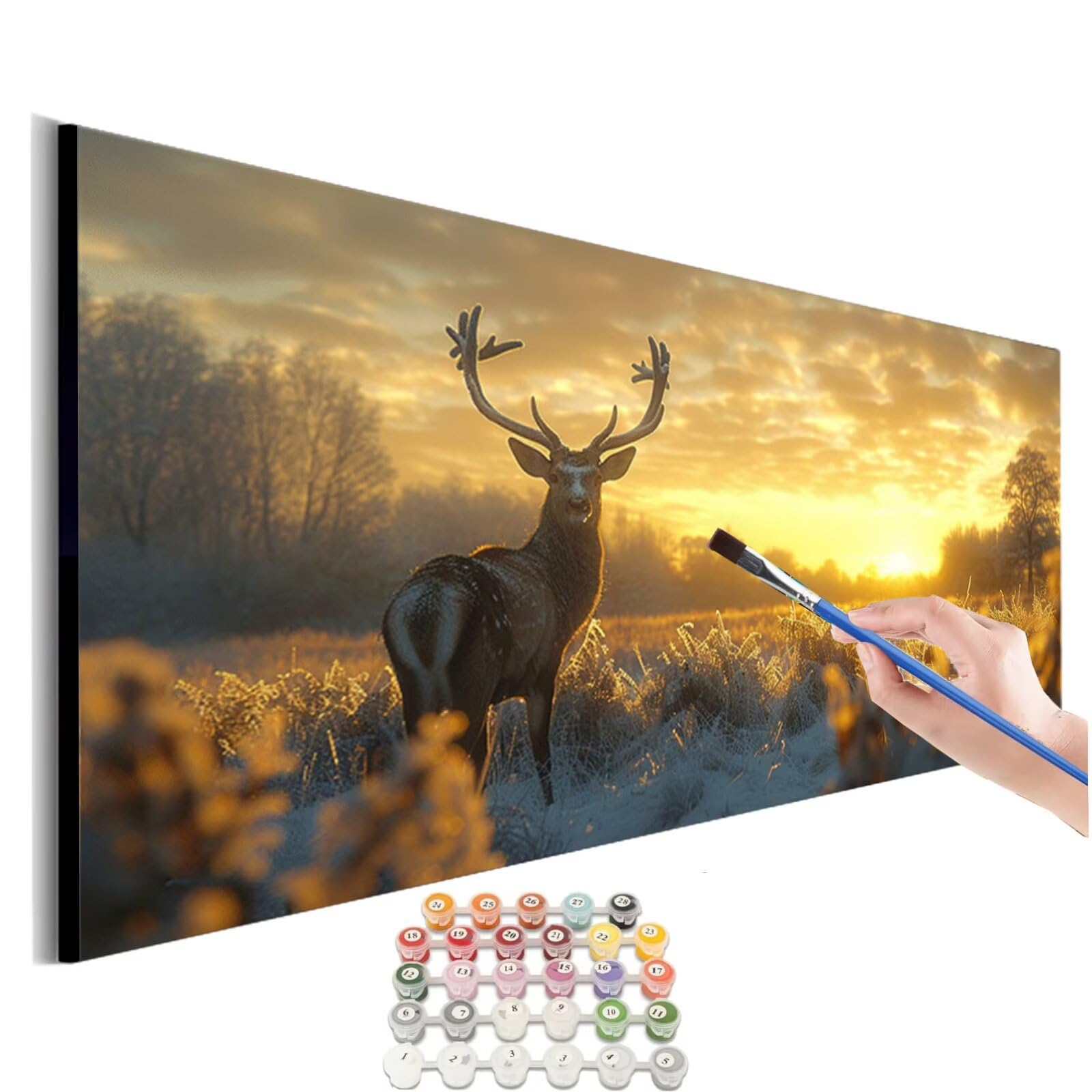Peinture Numero Adulte Cerf Peinture Par NuméRos Grand Format Animal Loisirs CréAtifs Adultes Enfant DIY NuméRo D'Art Complet Kit DéButants ,Cadeau GarçOns Filles 3+ Ans, Sans Cadre 60x120cm M-363
