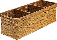 Vista 1 de Cabilock Organizador de almacenamiento de mimbre resistente de 3 secciones para el hogar, tienda y viajes