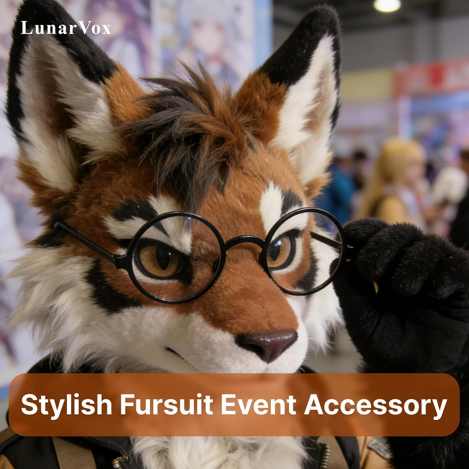 LunarVox Fursuit Decor Eyeglasses, 9.8inch Wide Eyewear for Kigurumi and Furry Cosplay, Costume Accessory for Kig Lovers