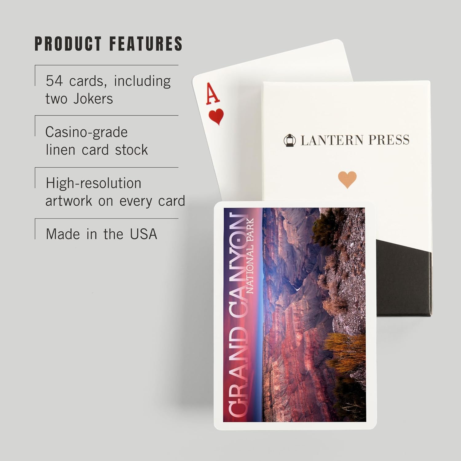 Lantern Press Grand Canyon National Park, Arizona, Ridge Line, 52 Playing Cards for Adults, Poker Size Card Deck