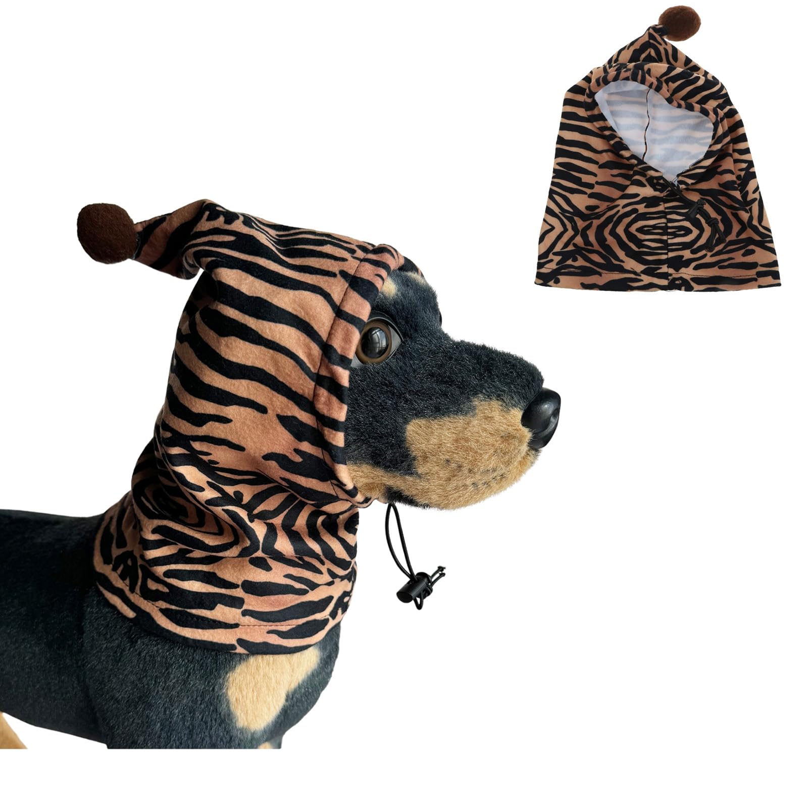 BT Bear Dog Hat,Soft Warm Fleece Dog Hats Calming Dog Ears Cover Windproof Quiet Ears for Small Dogs Medium Dogs,Tiger L
