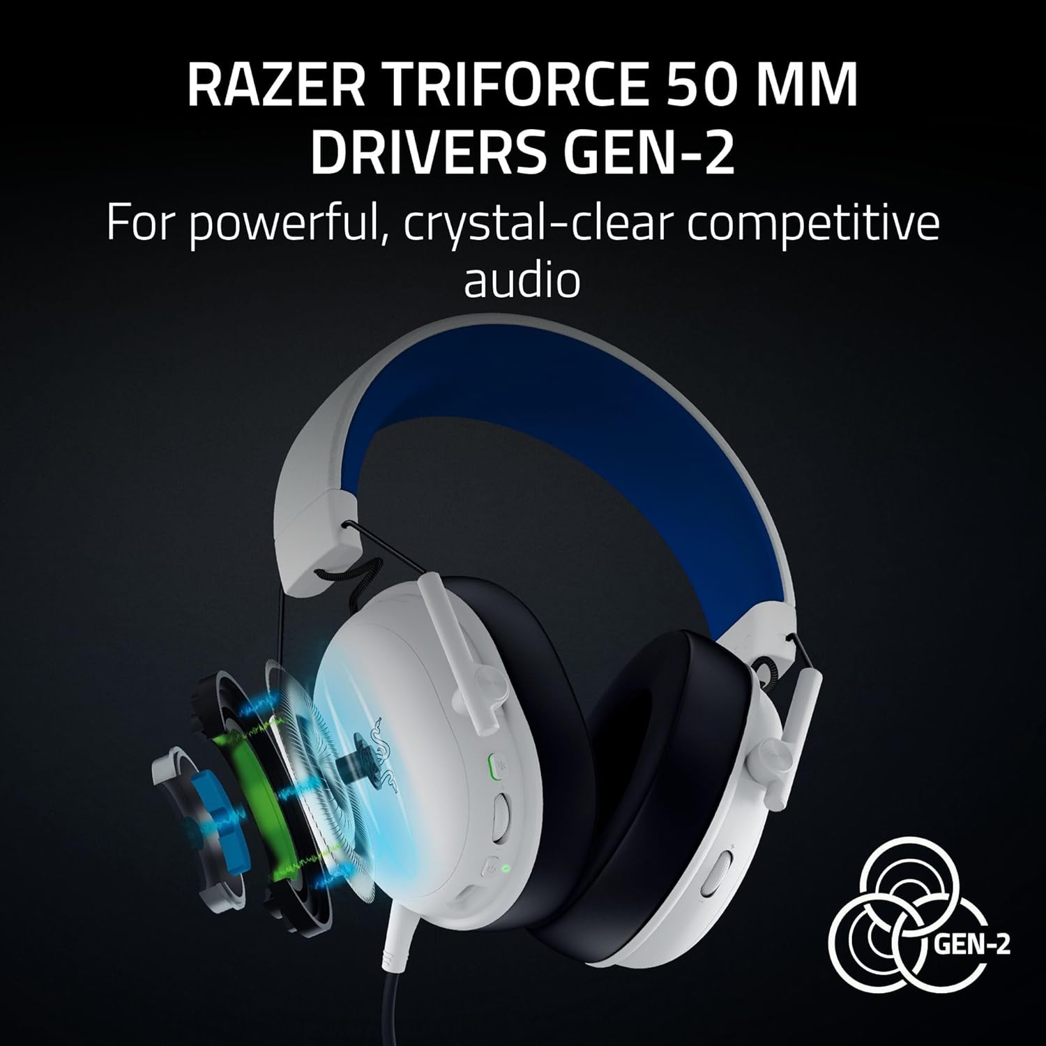 Razer BlackShark V3 X HyperSpeed Wireless Gaming Headset for PS5: 50mm Drivers - Cardioid Mic - 2.4 GHz, Bluetooth - Works with PC, Mac, Nintendo Switch, Smartphone - Long Battery Life - White