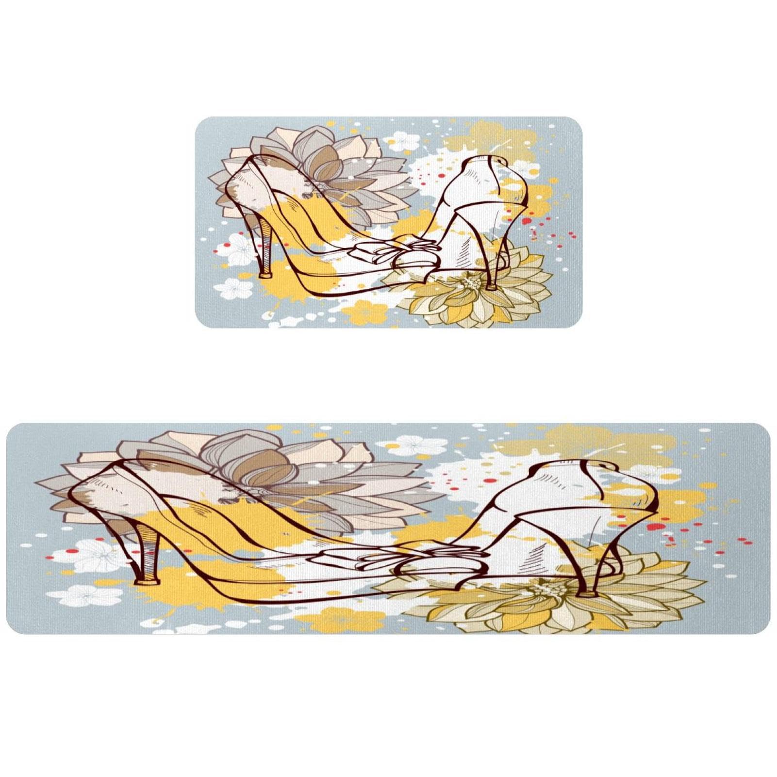 Tapetes de cocina antideslizantes lavables y alfombras absorbentes de flores