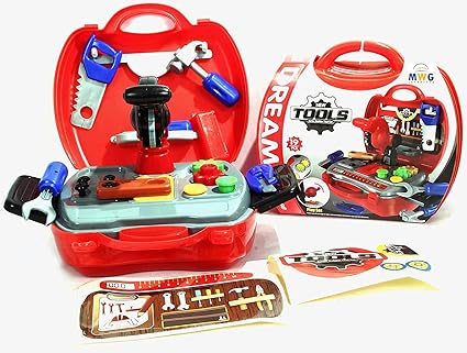 ULTRINA Engineering Portable Tool and Repair Set Toy and Construction Tools kit with Briefcase 27 Accessories, Pretend Play Toy for Boys and Girls