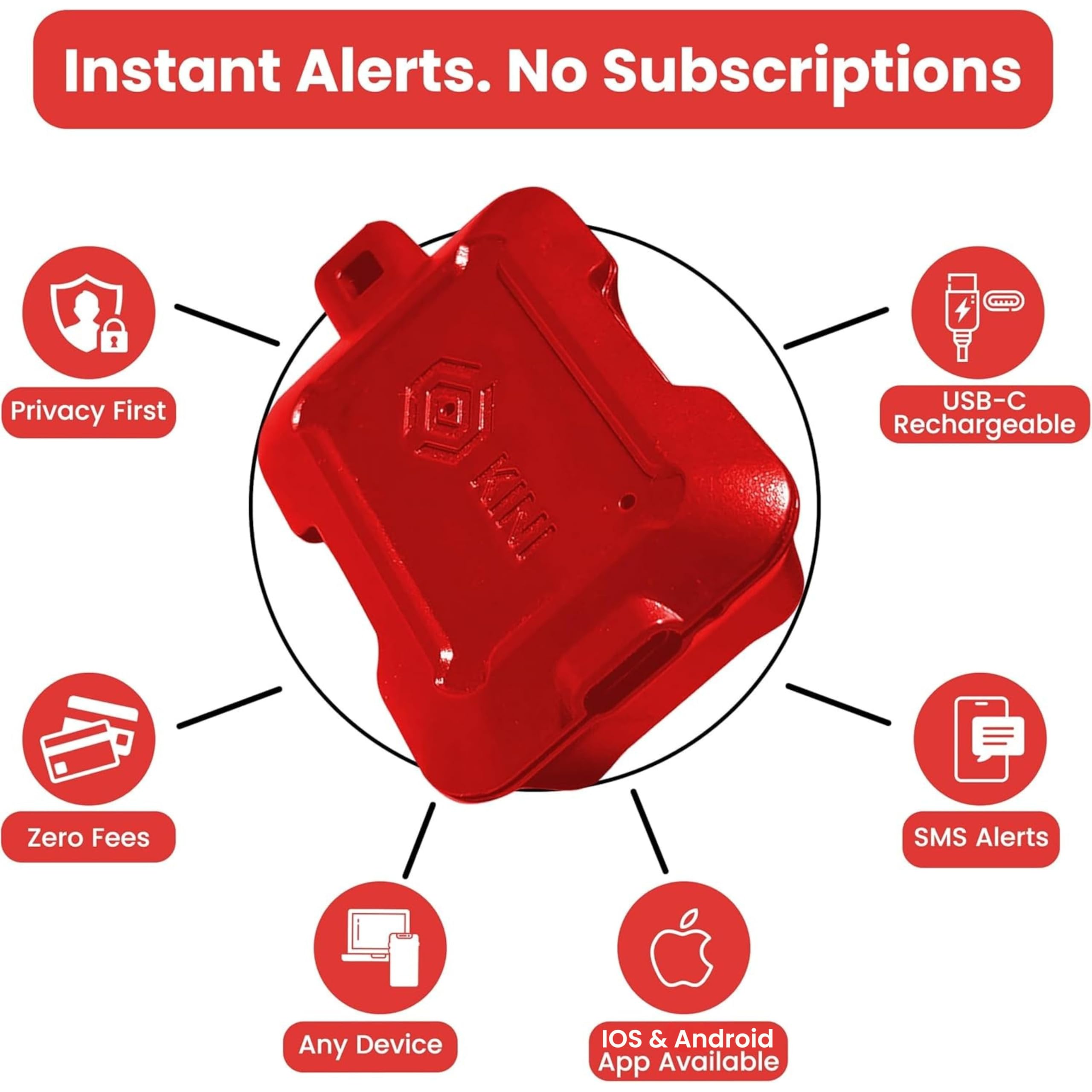 Alarma instantánea Kini Safe Alert con sensor de movimiento Wi-Fi, SMS en tiempo real, correo electrónico, IFTTT, ideal para cajas fuertes de armas, armarios, hogar, oficina, fácil instalación, sin