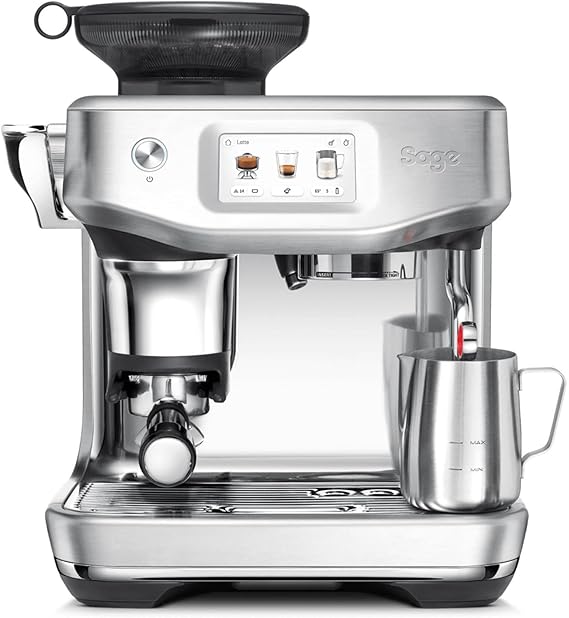 Sage - The Barista Touch Impress - Bean to Cup Coffee Machine with Grinder, Milk Frother and With Cold Brew Function - 14 Presets, Touch Screen, Espresso, Cappuccino 1700 W, Brushed Stainless Steel