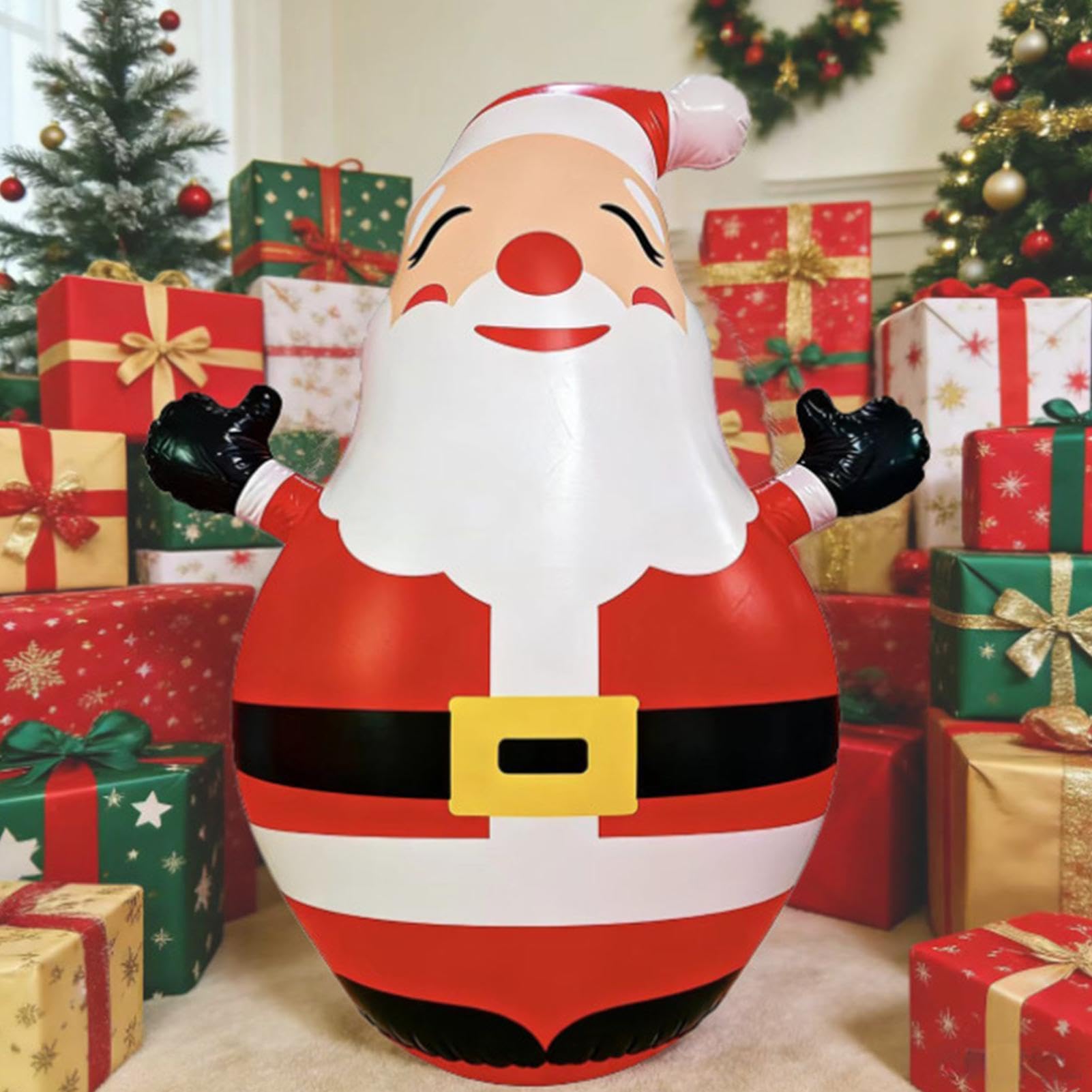 Figura Inflable De Papá Noel Navideño Estatua Hinchable de 1,5 Metros con | Papá Noel Hinchable Para Suelo Parque Entrada Delantera De Tienda Exterior Jardín Césped