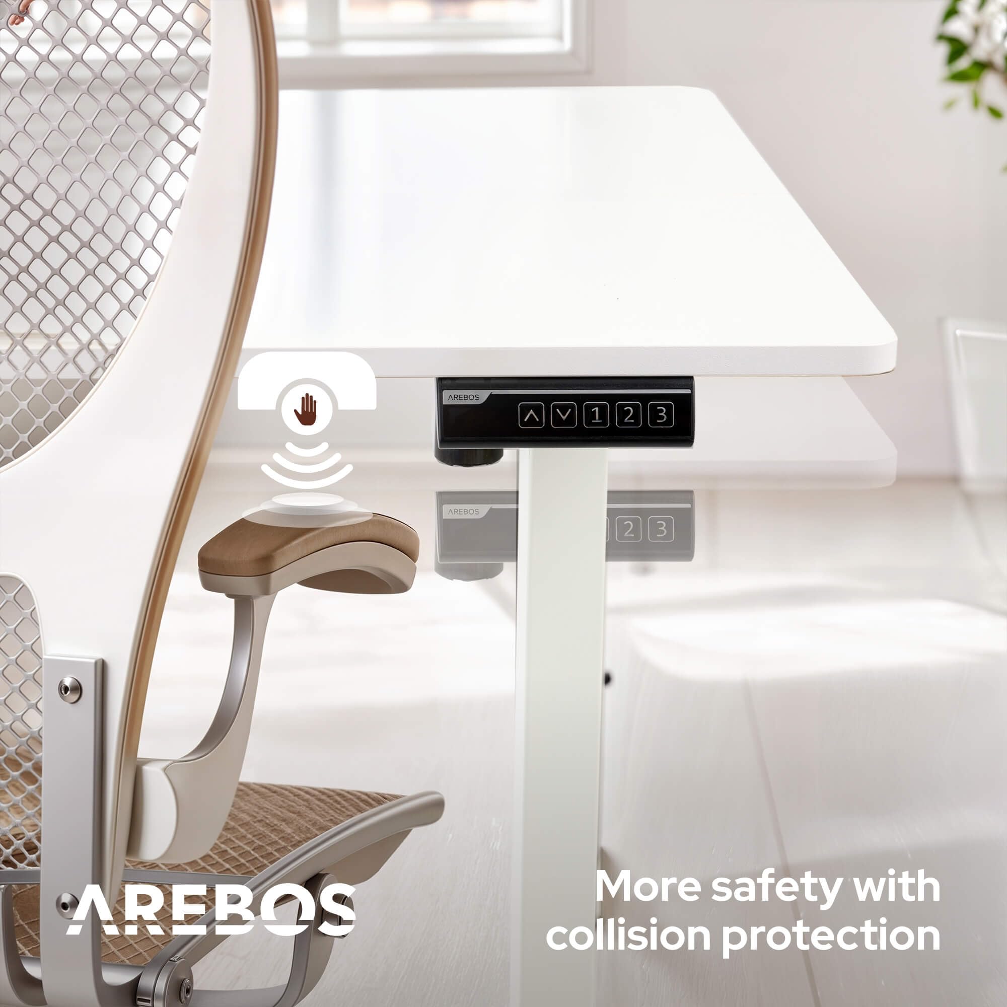 AREBOS Scrivania Elettrica Regolabile 160x80 cm | Altezza 72-118 cm | Funzione Memory | Tavolo Ergonomico Standing Desk | Postazione Seduta-in-Piedi | Bianco