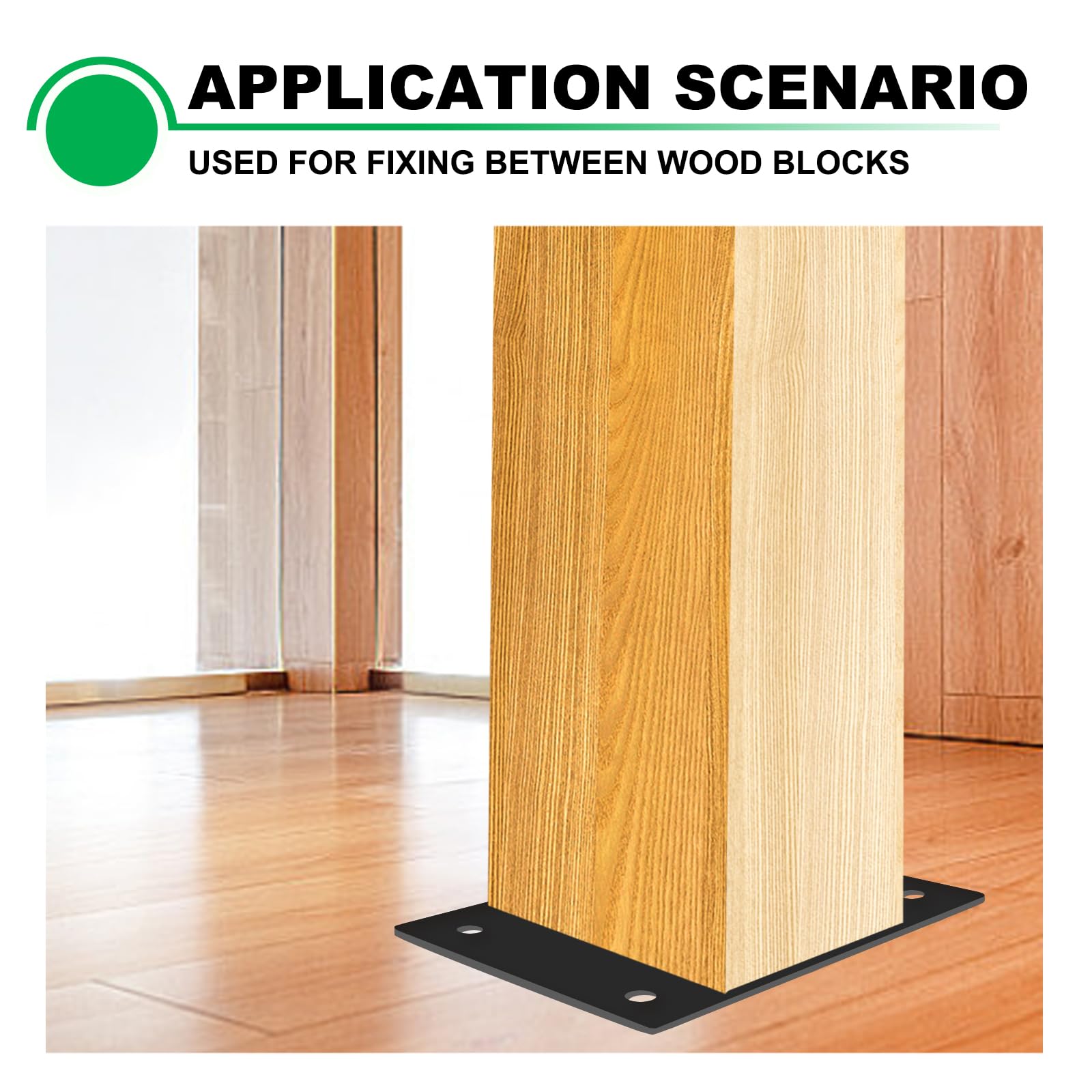 4 soportes de poste de 3.5 x 6.5 para base de anclaje de poste de madera de 4 x 4, placa de acero con agujeros para conector de junta de madera, color negro