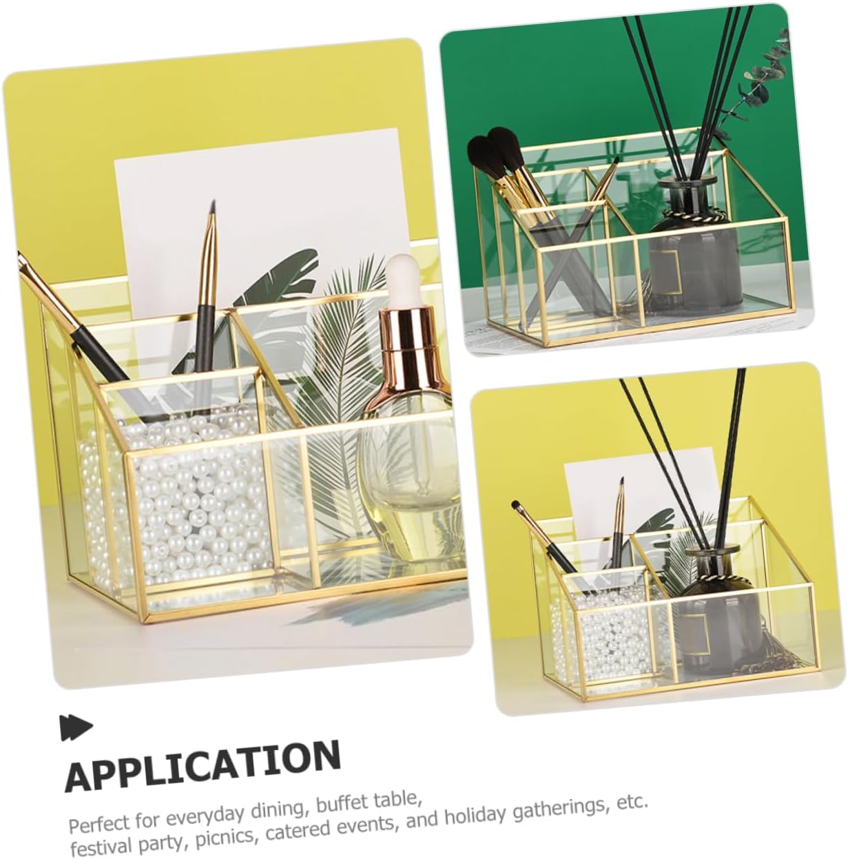 Cabilock Glass Makeup Organizer with Frame Cosmetic Display Box for Lipstick Skincare Brushes Large Capacity Desktop Storage Case for Vanity and Bathroom Use