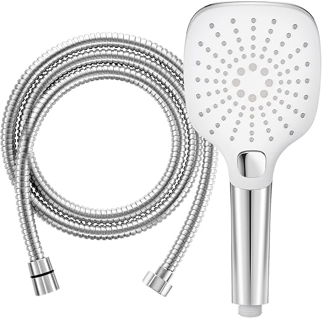 Amazon Brand - Umi Universal Large Handheld Shower Head - Replacement Shower Accessory Fixture for Home, Hotel, Gym - 3 Modes, Chrome