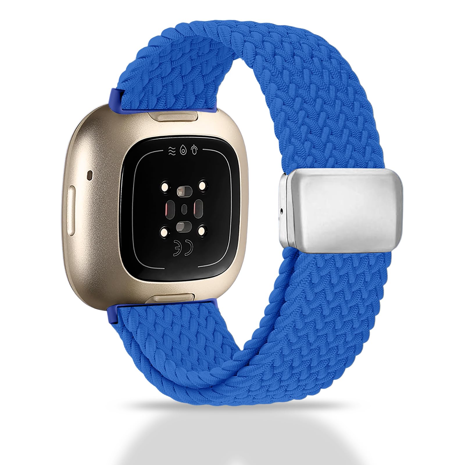 Chinbersky Geflochtenes Armband Kompatibel mit Fitbit Versa 4 Armband/Fitbit Versa 3 Armband/Fitbit Sense Armband, mit Magnet Verschluss Elastisches Nylon Band für Fitbit Versa 4/Versa 3/Sense 2/Sense