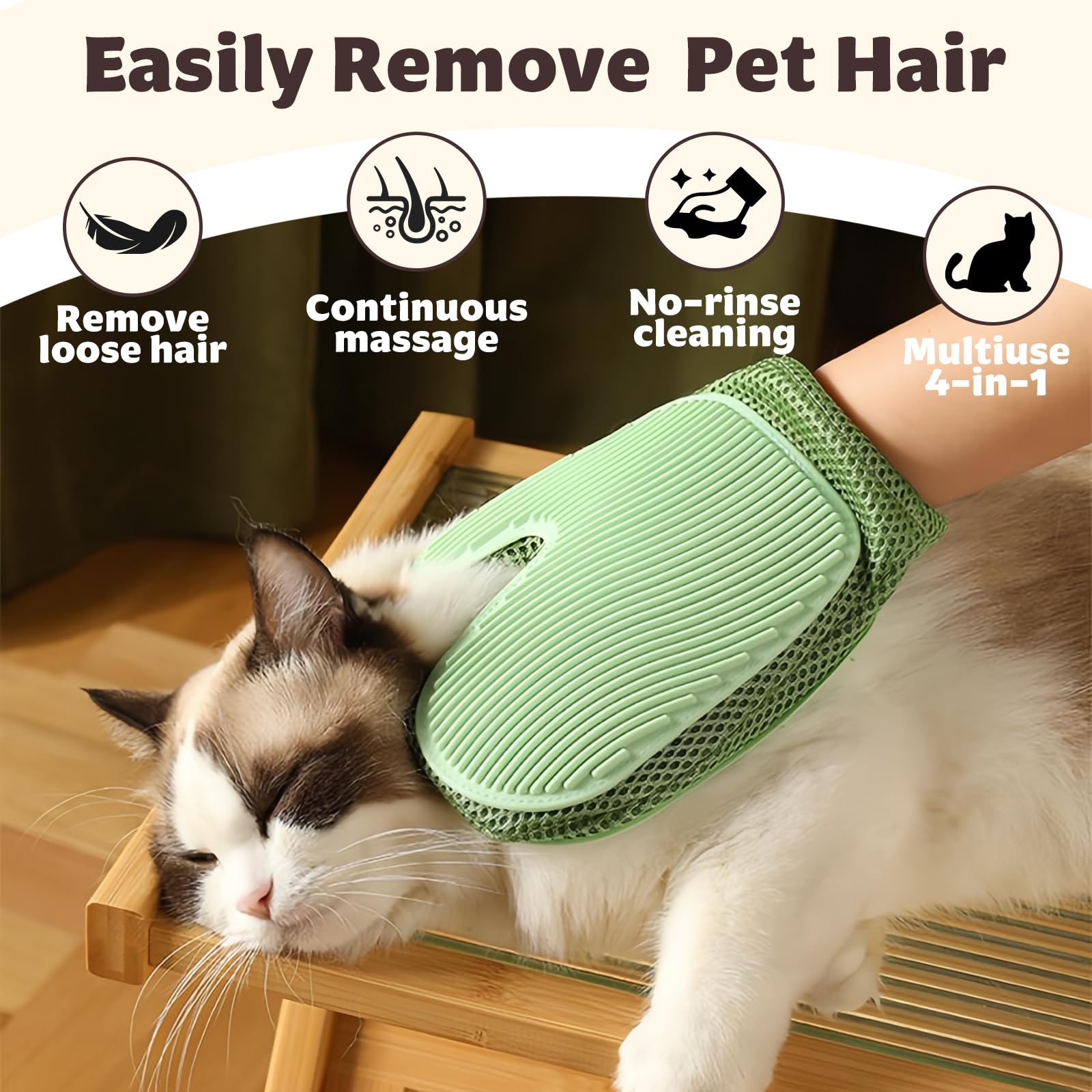 Kenmohuo Grooming Mist Glove for Cats Set Double Sided Steam Pet Hair Remover Brush - Image 3