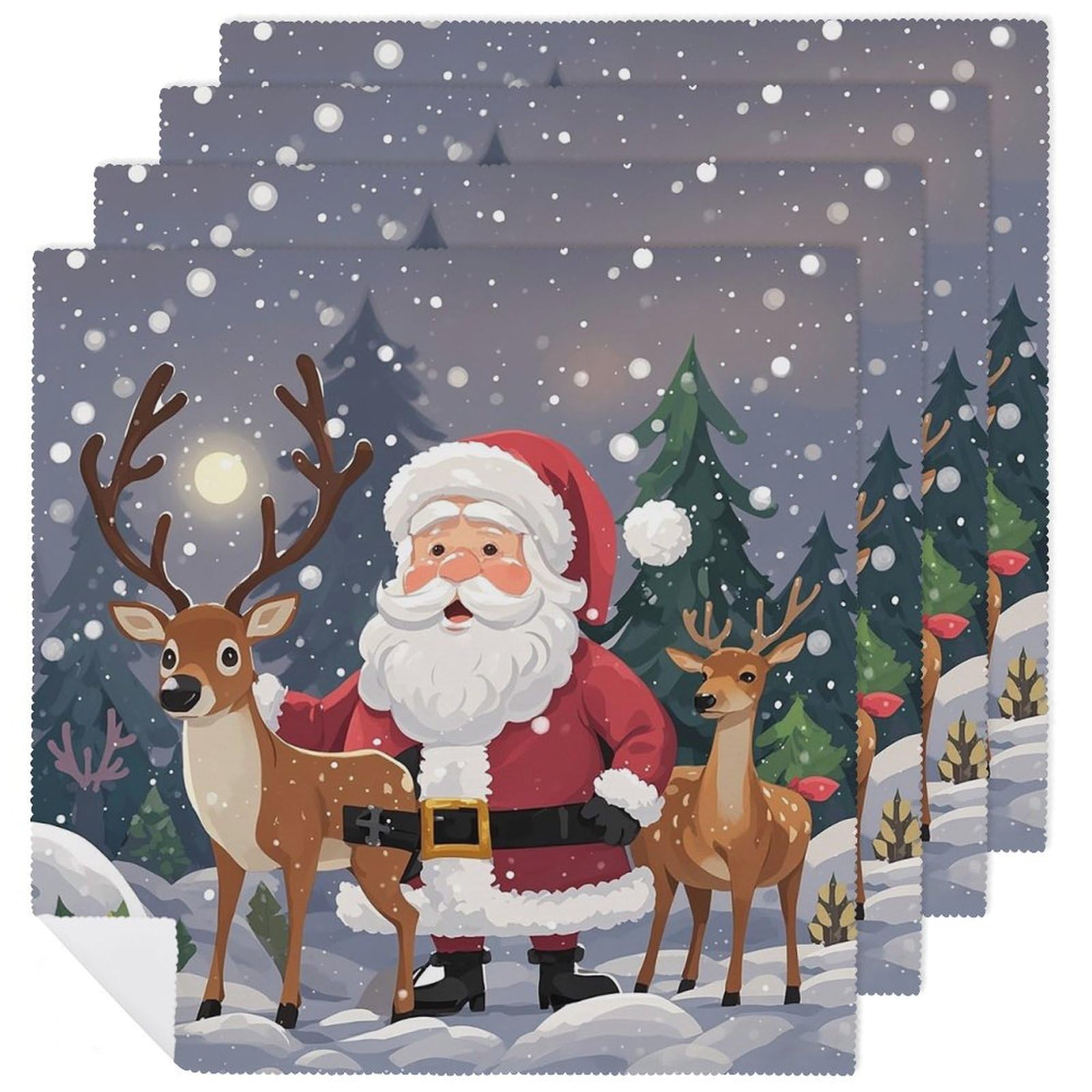 Serviettes en tissu Père Noël pour votre table de fête et repas quotidien