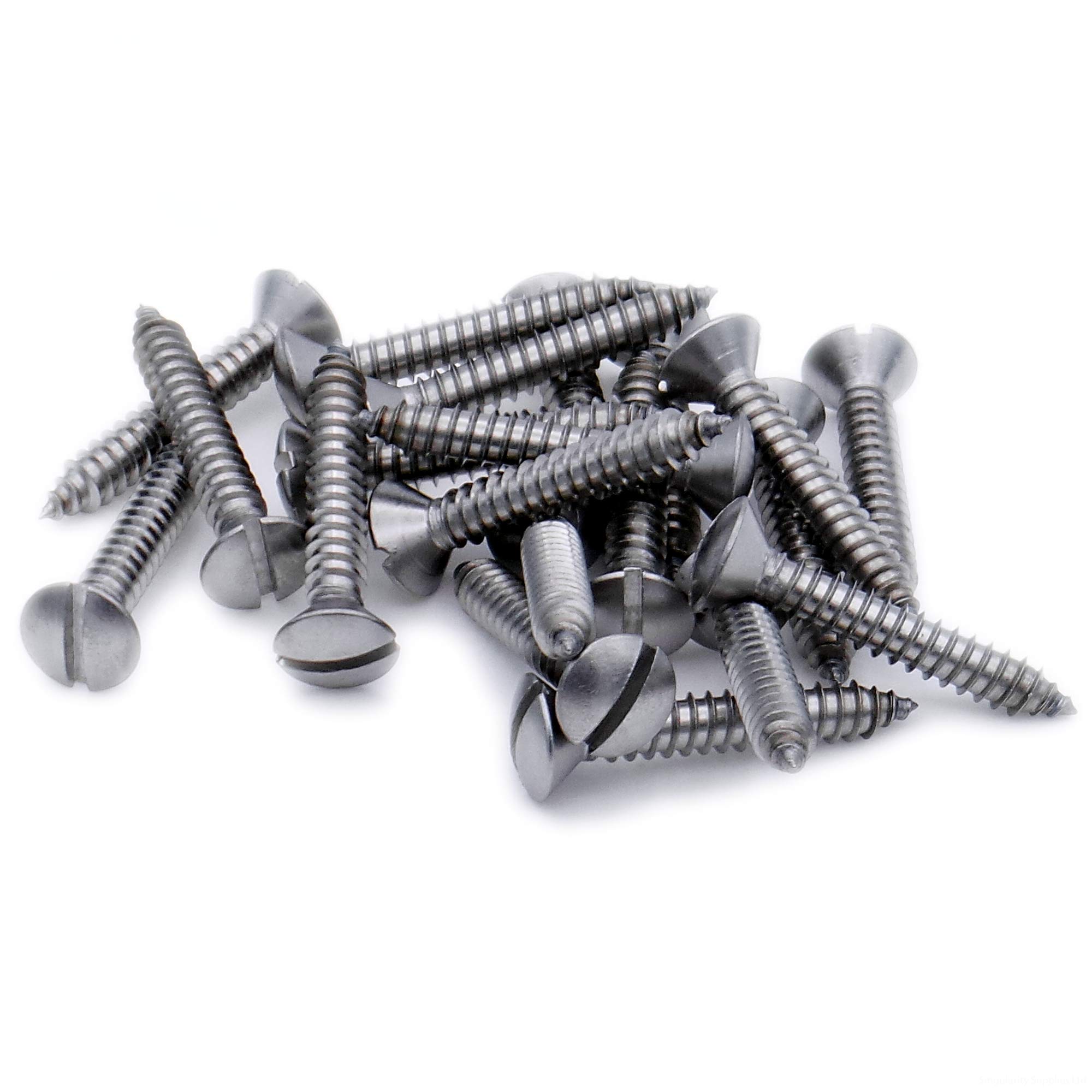 Singularity Supplies Silver No.7 X 1.5 (3.9Mm X 38Mm) Slot Raised Countersunk Self-Tapping Screw - Stainless Steel (A2) (Pack Of 20)