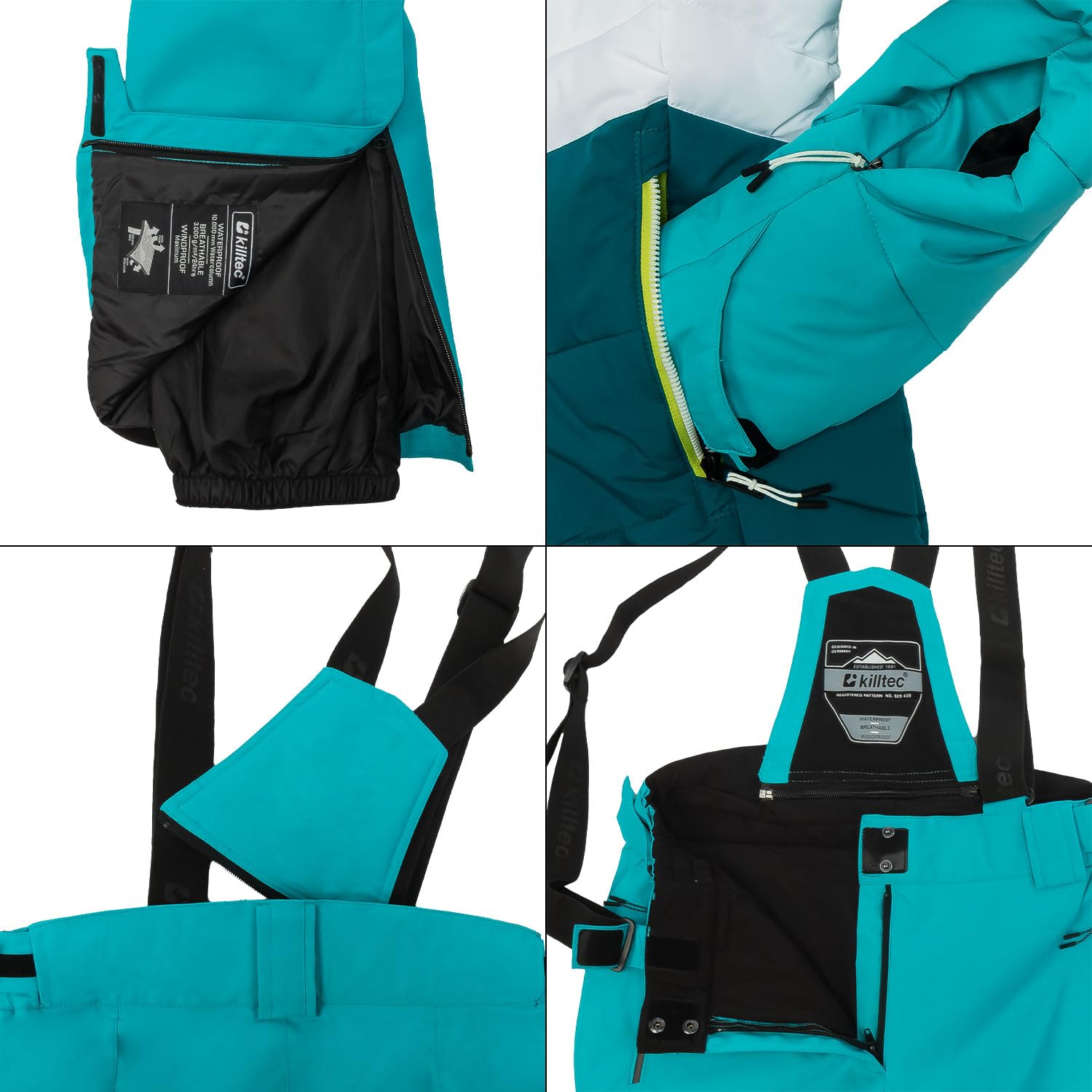 Killtec Damen Skianzug 2 teilig - mit 10.000mm Wassersäule, PFC frei - Skijacke und Skihose