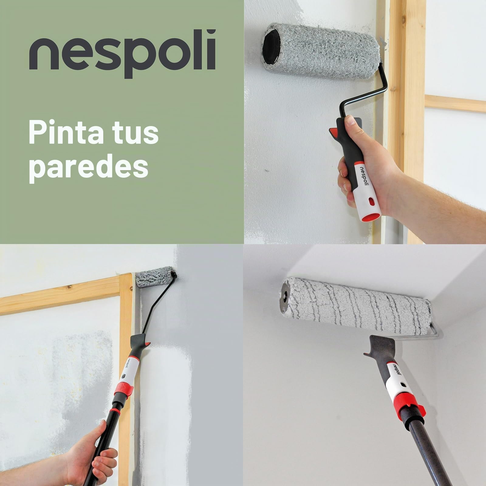 Nespoli Rodillo de Pintura, 21 cm, con Sistema NonStopMatic, con Reserva de Pintura Integrada y Mecanismo de Desbloqueo Automático
