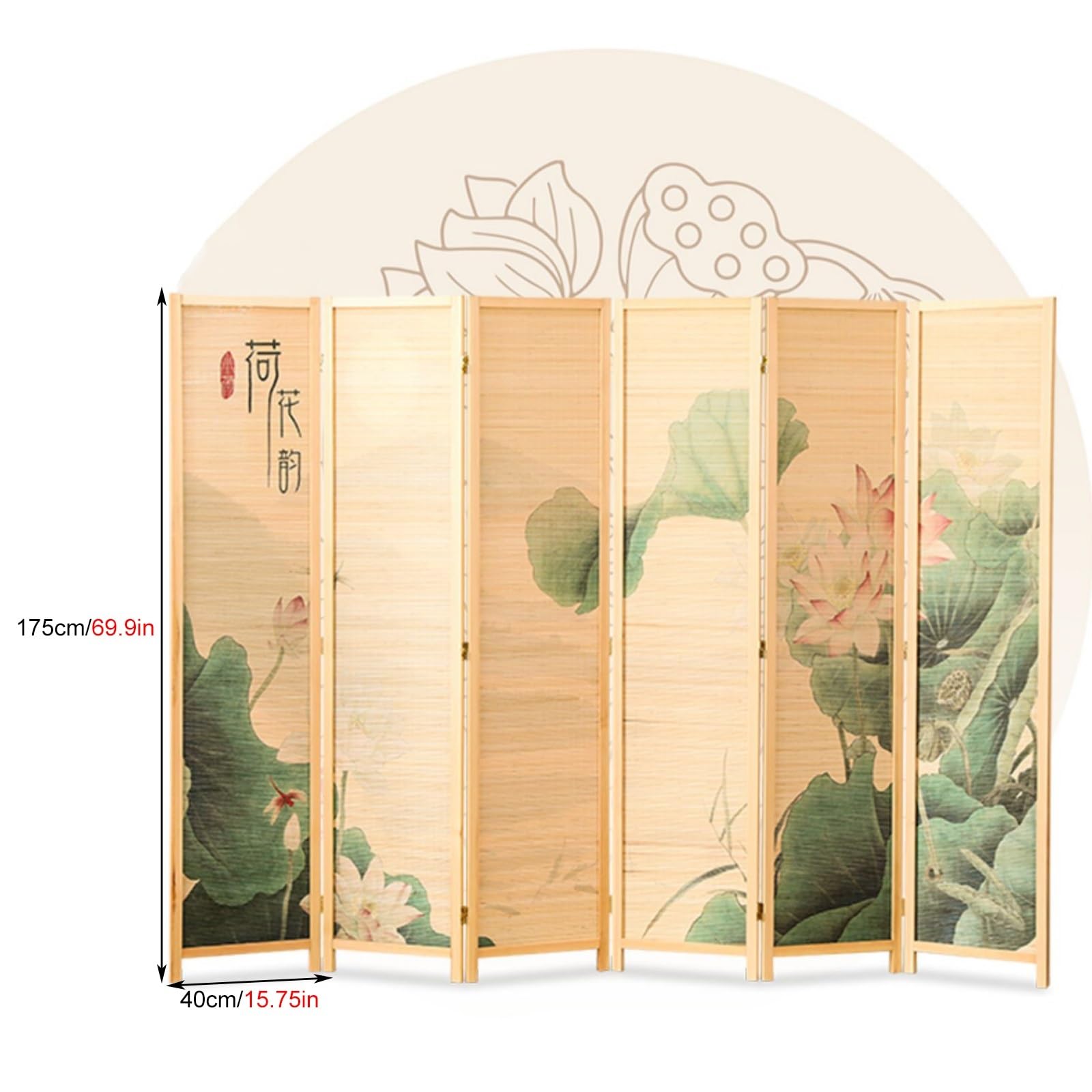 Paravent de séparation de pièce pliable à 6 panneaux, autonome pour salle d'étude, restaurant, cloison murale d'intérieur à double motif, design peu encombrant