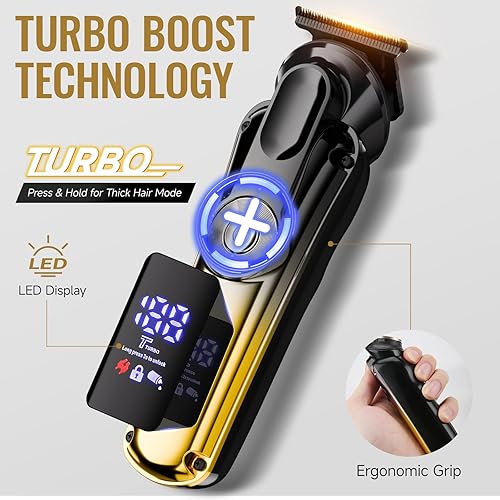 Miniatura 6 de Cortadora de barba profesional para hombres, kit de cortapelos inalámbrico 5 en 1 con diseño impermeable IPX6, afeitadoras eléctricas, recortadora