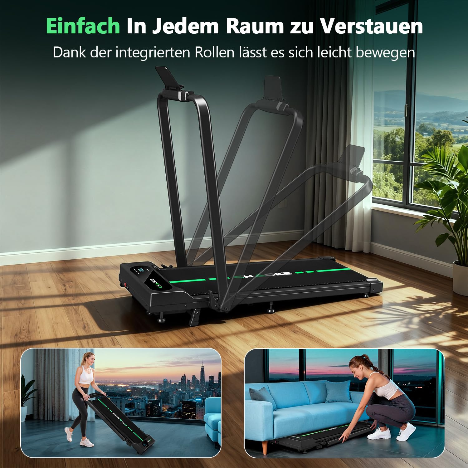 2026 Laufband für Zuhause mit App, Leises Laufband bis 12km/h mit Lautsprechern, 5-in-1 Walking Pad klappbar mit 2,75HP Motor, Treadmill mit 9% Steigung, LCD-Anzeige, Gelenkschonend, Bis 160KG