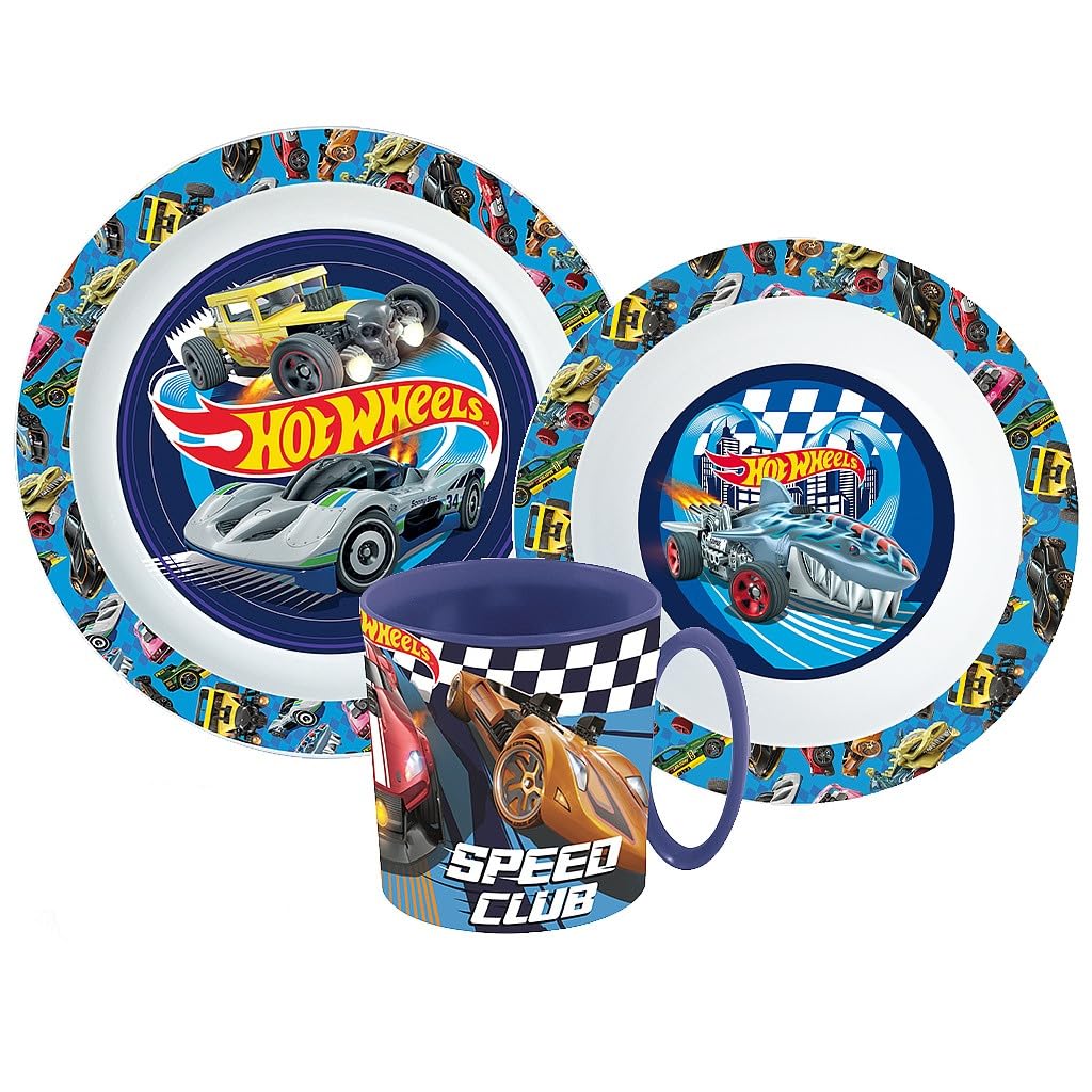Hot Cartoon Character Dinner Tableware Set 3pcs Plate, Bowl & Mug, BPA Free re-usable Plastic Microwave Safe (Hot)