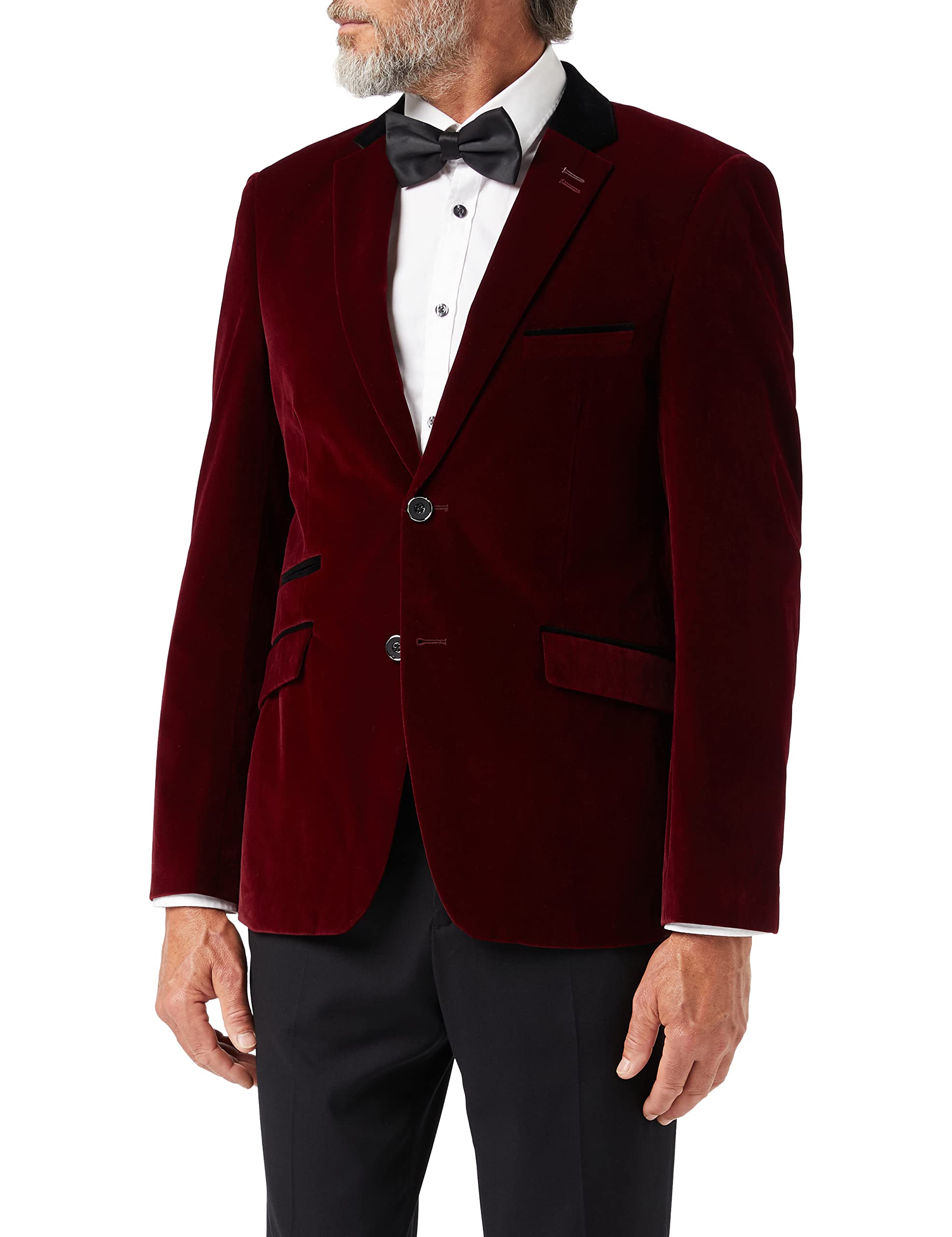 Xposed Men's Sam Maroon Soft Velvet Blazer Vintage Styled Retro Smart Party Tailored Fit Evening Jacket [Amzch-Blz-Sam-Burgendy-46]