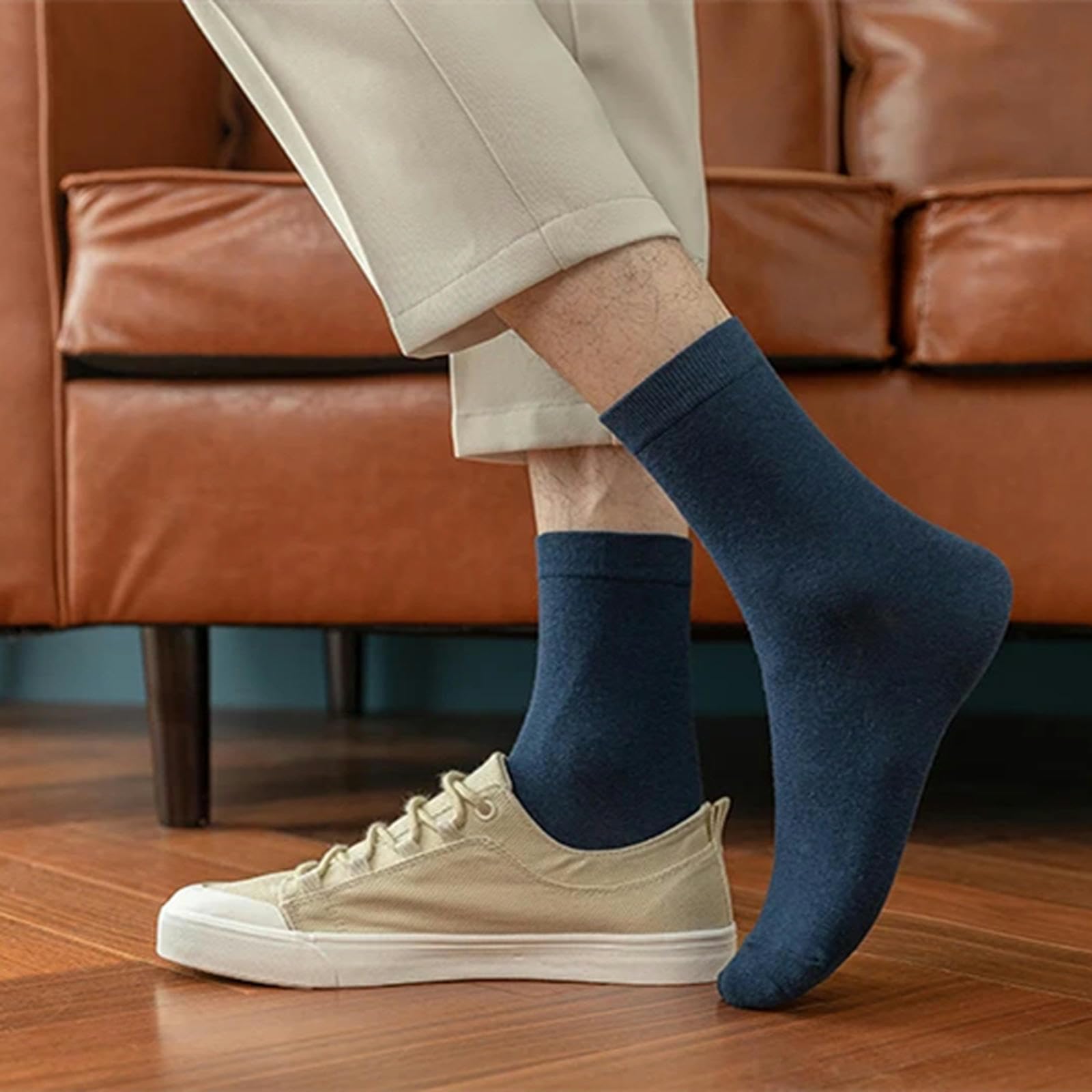 Kuschelsocken 10 Paare Neue Herren -baumwollsocken Schwarze Geschäftsleute Socken Soft Atmungsaktiven Herbst Frühling Für Männliche Weiße-blau 10 Paare-10 Paare EIN Paket