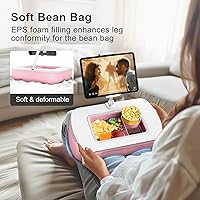 Vista 3 de Soporte de almohada para tableta para uso regazo, cuenco de aperitivos y brazo giratorio de 360°, soporte ajustable para iPad para cama, sofá y Rosa