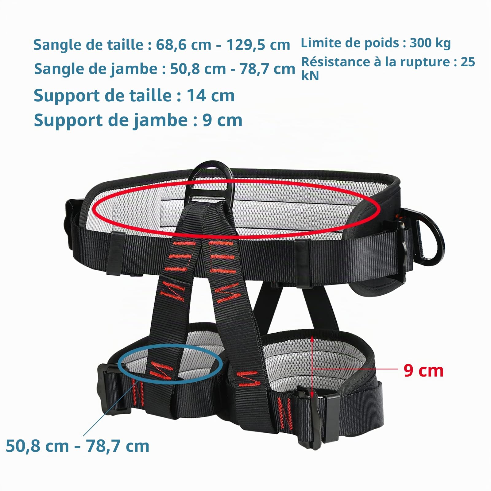 Baudrier Escalade Harnais,Harnais d'escalade, Ceinture de sécurité pour l'alpinisme, demi-ceinture Sangles d'escalade, Ceinture de protection pour l'extérieur, l'alpinisme, l'escalade des arbres