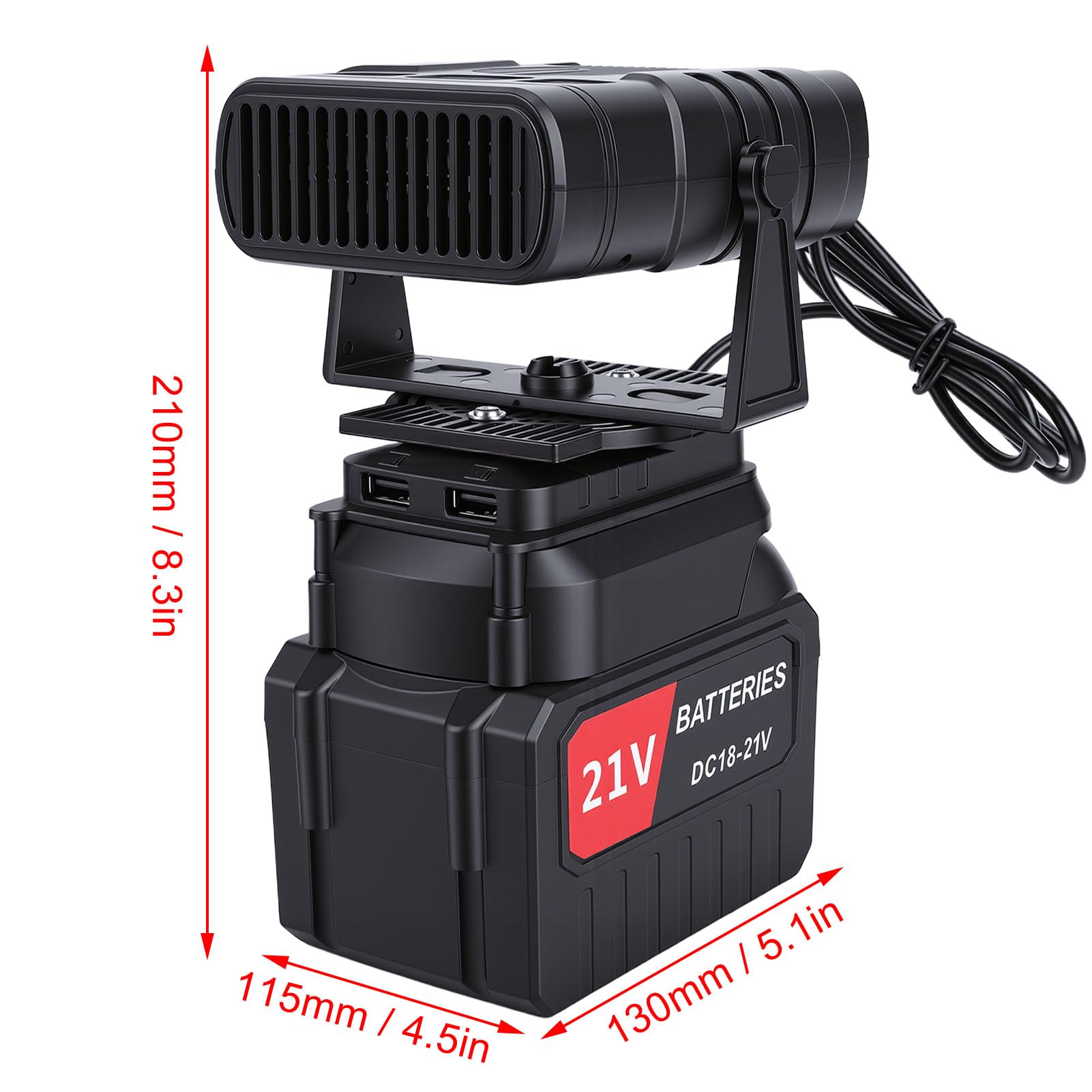 Sxhlseller Stufetta Portatile a Batteria con 2 Batterie Ricaricabili da 3,9 Ah, 2 Livelli di e Ventola Silenziosa da 30 DB per Campeggio, Tende, Uffici o Studi (Spina europea)