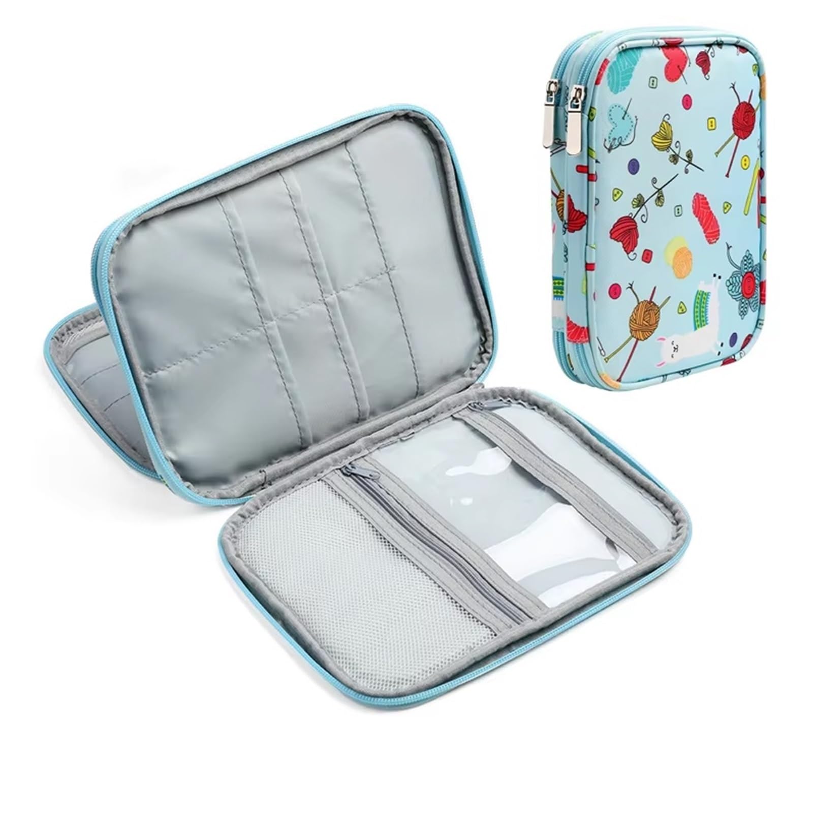 projekttasche für strickzeug Empty Knitting Needles Case Travel Storage Organizer Bag for Circular and Other Accessories Kit für Wolle und Strickzubehör(Gray)