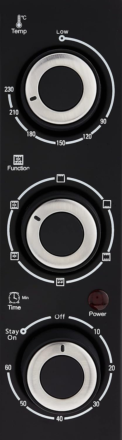 Close-up of the control panel of the Mistral MO1530 Electric Oven