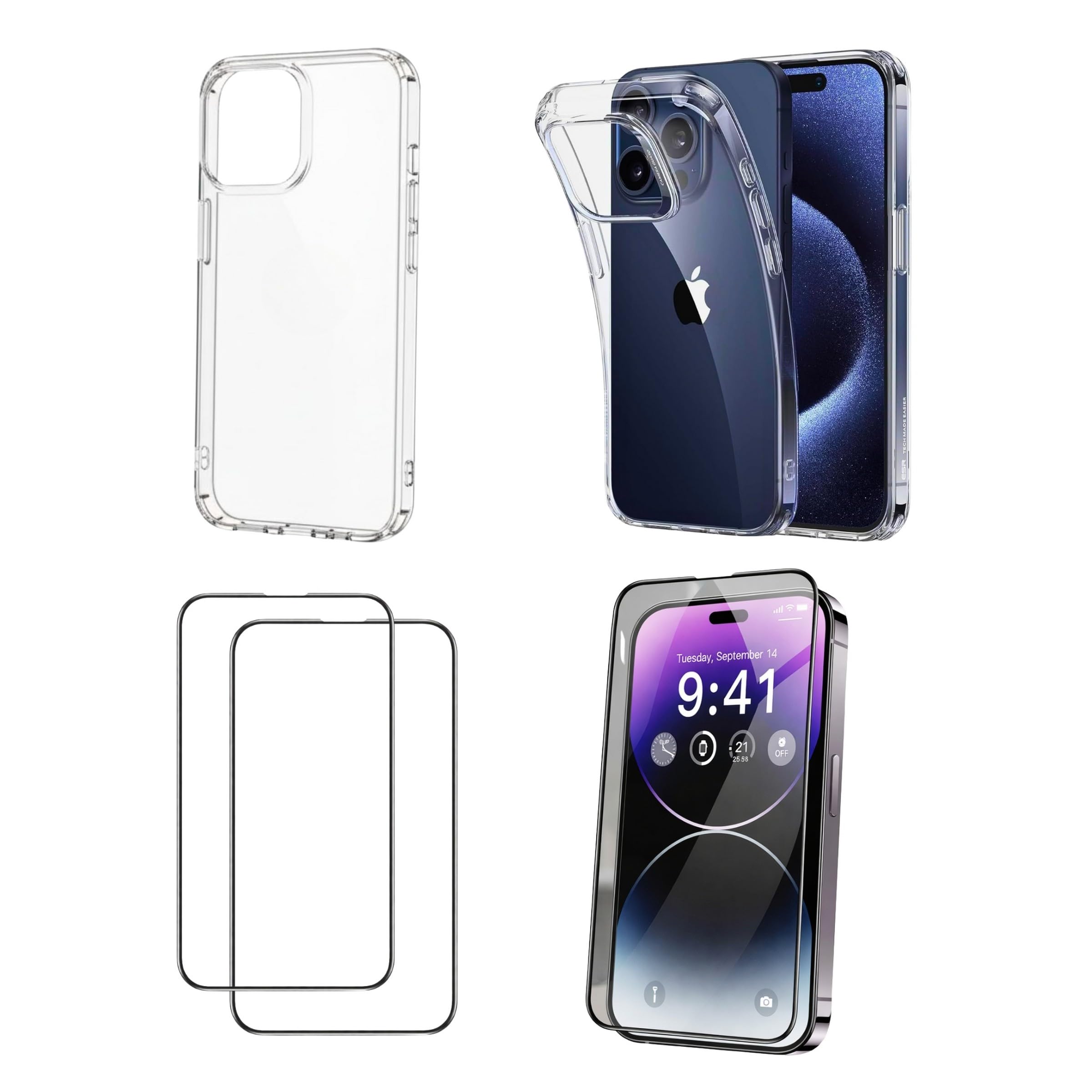 Shatchi 3Pcs Set1 Clear Case For Iphone 15 Pro Max Case2X Screen Protector from B&Q