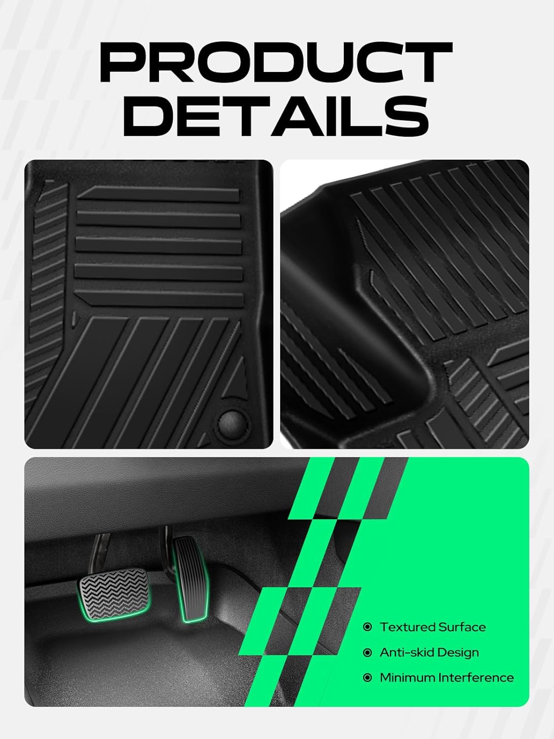 YHTAUTO Automotive Floor Mats & Cargo Mat Compatible with Chevrolet Equinox & GMC Terrain 2018-2024, TPE Floor Liners All-Weather Protection Custom Fit, 1st & 2nd Row & Trunk Mat, Set of 4