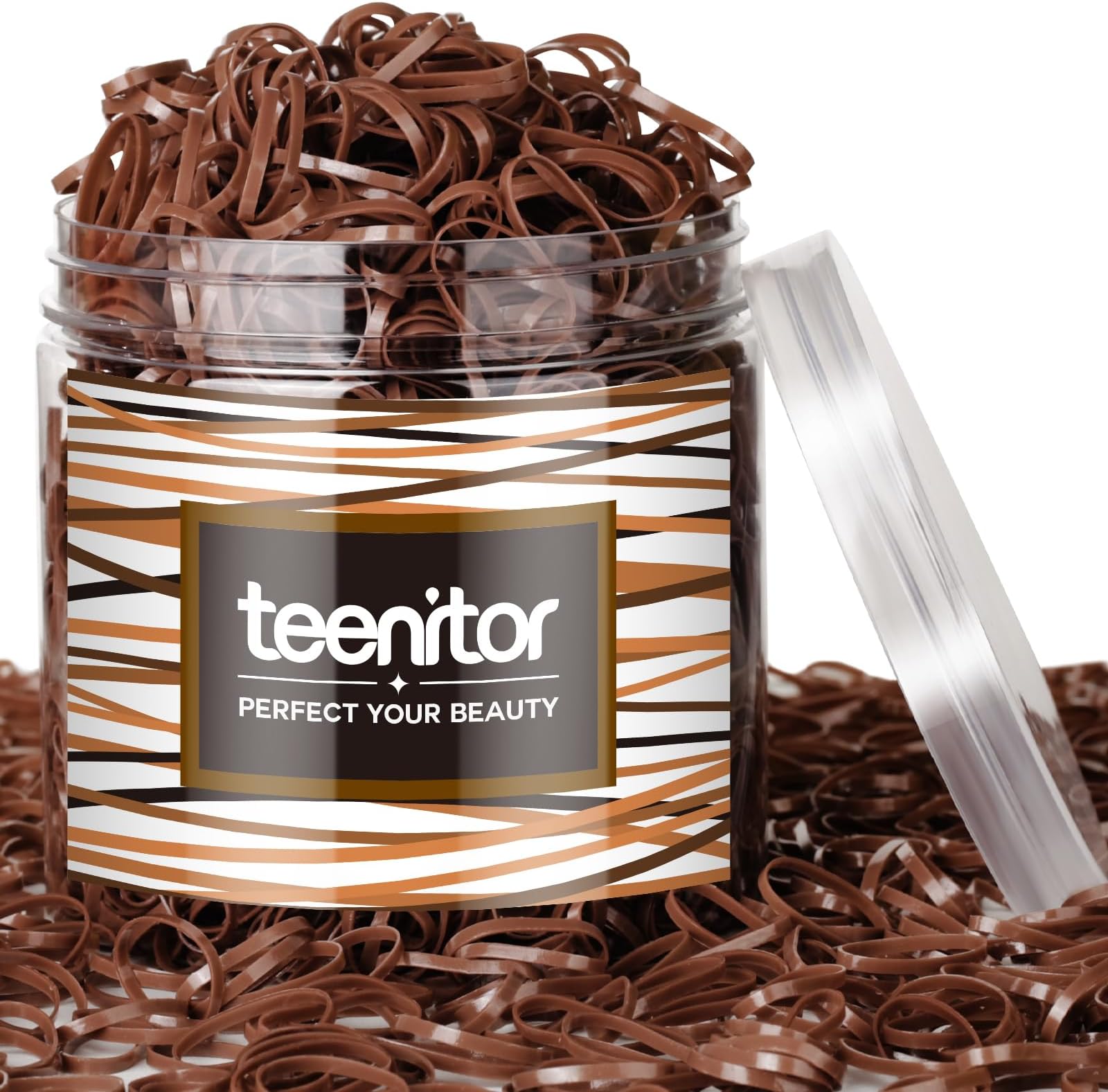 Teenitor Elastic Hair Bands, Small Hair Ties, 2000pcs, Light Brown