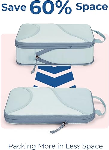 Miniatura 4 de BAGSMART Juego de 6 cubos de compresión para maletas, organizadores de maleta de compresión con bolsa de zapatos