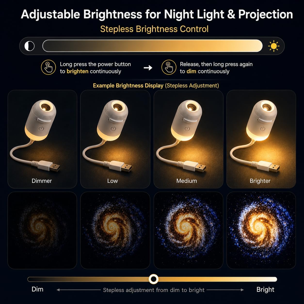 Star Projector Light, 12 Slides, Adjustable Focus, Gooseneck
