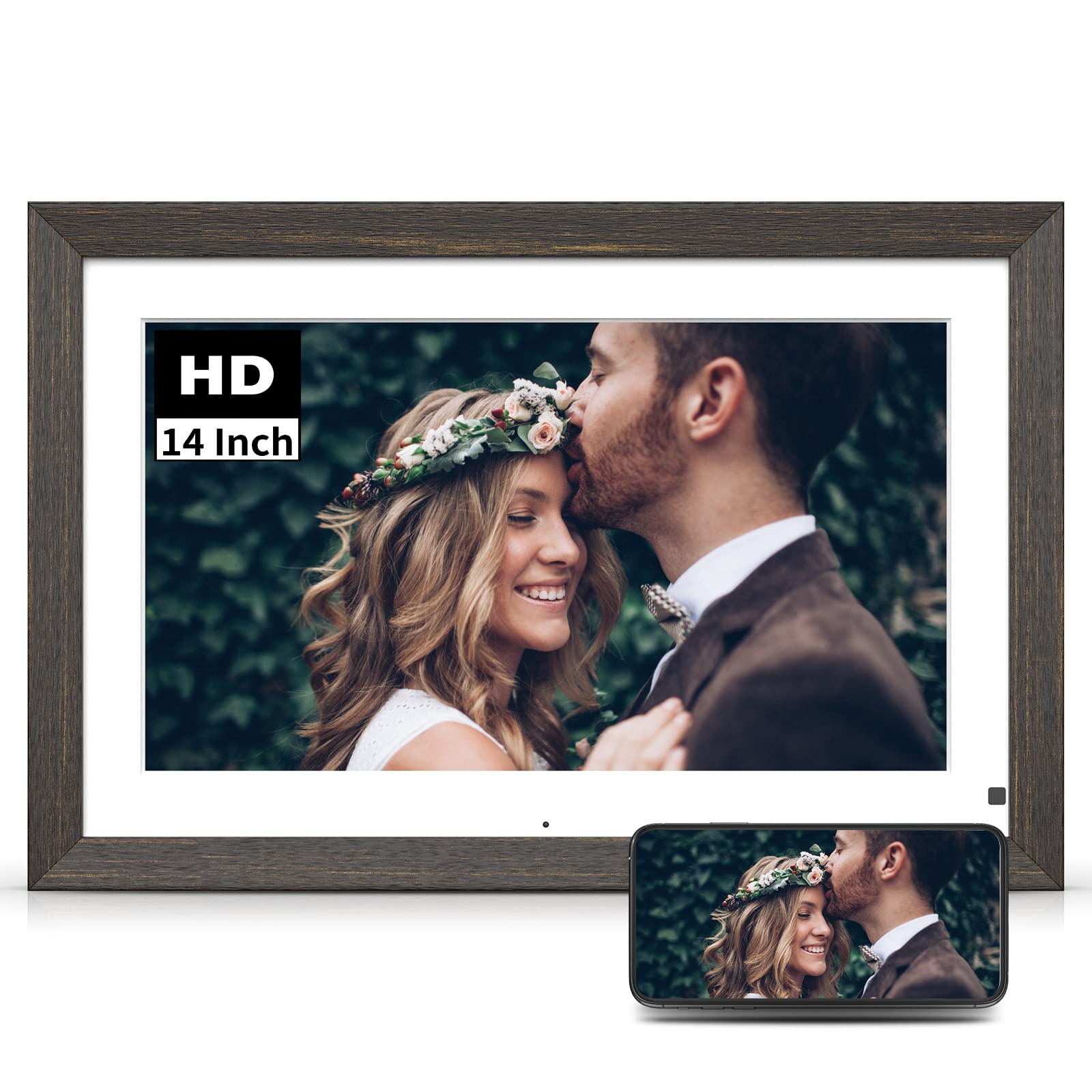 Photo 1 of BSIMB 32GB 13.3 Inch Wood-Effect WiFi Digital Photo Frame HD IPS Touch Screen Smart Large Picture Frame with Remote Control, Auto-Rotate, Wall Mountable, Easy to Share Photos & Videos via App & Email
