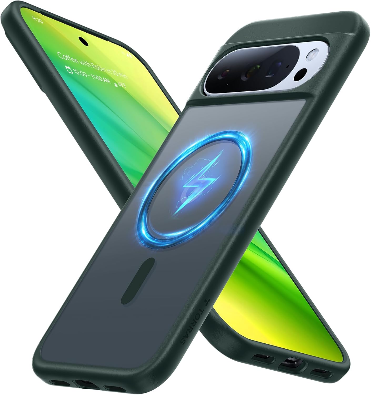 TORRAS Magnetic Shockproof for Google Pixel 10 Pro XL Case, Strong Magnet fit for MagSafe, 12FT Mil-Grade Protection, Slim Translucent Matte Case for Pixel 10 Pro XL with Multi-Color Buttons, Green 10PXL-Green for Google Pixel 10 Pro XL